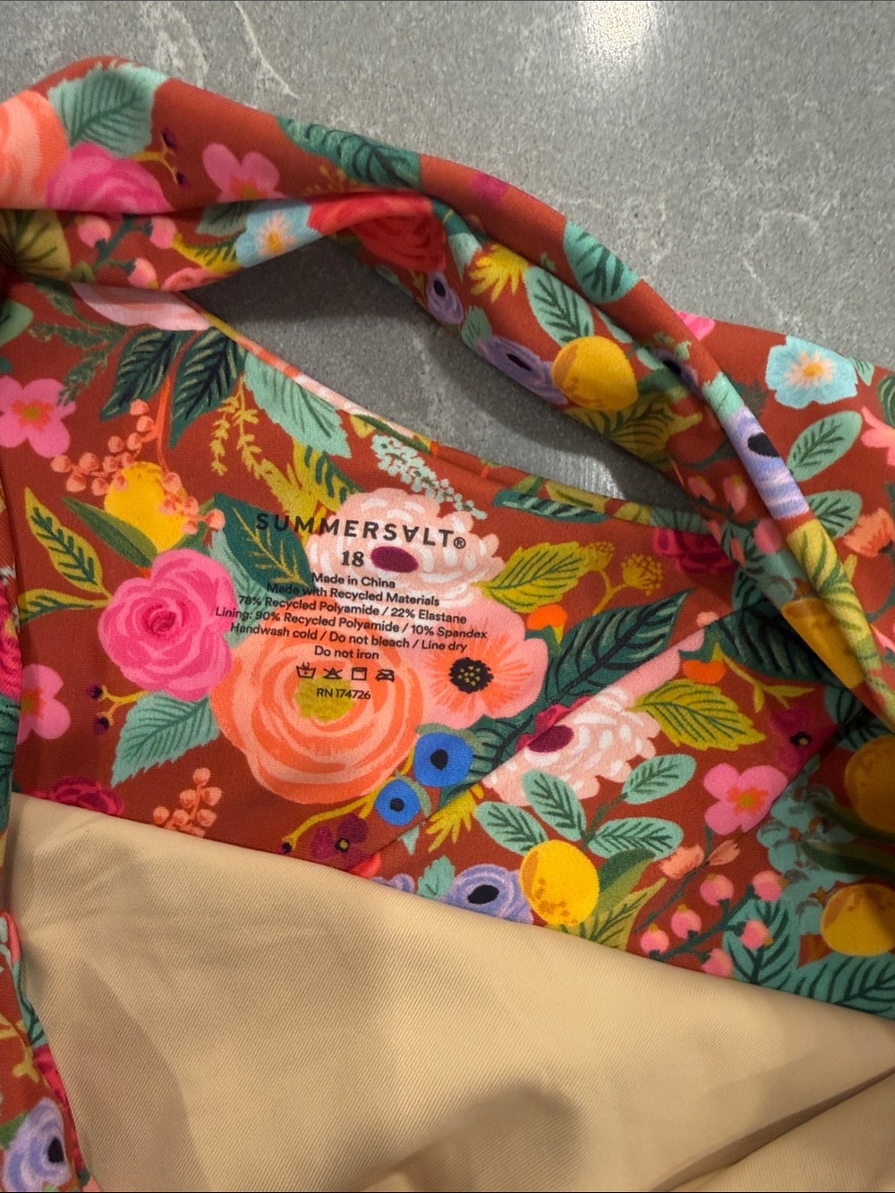 summersalt One-Shoulder Floral Swimsuit - Brown Multicolor - Picture 2 of 6